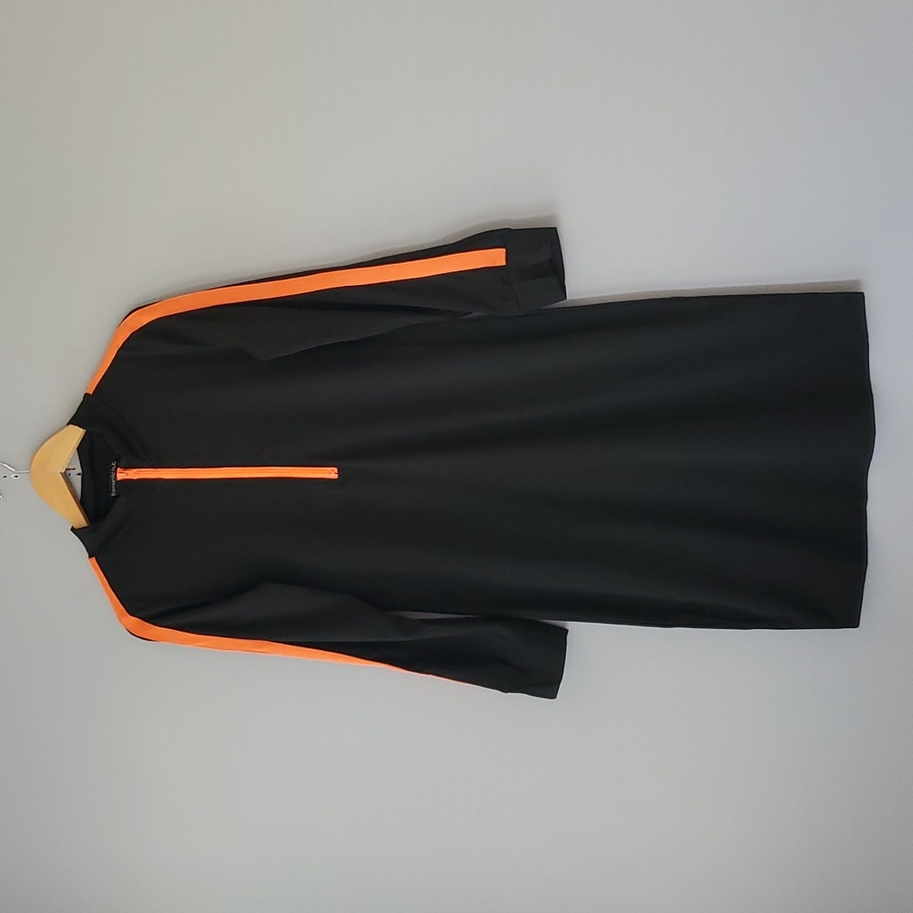 Romantic Hut Black Orange Long Sleeve Mock Neck Bodycon Mini Dress Womens XL
